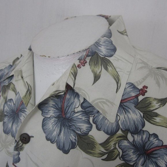 Cherokee Men Hawaiian camp shirt p2p 25 L vintage tropical hibiscus floral - Picture 6 of 8